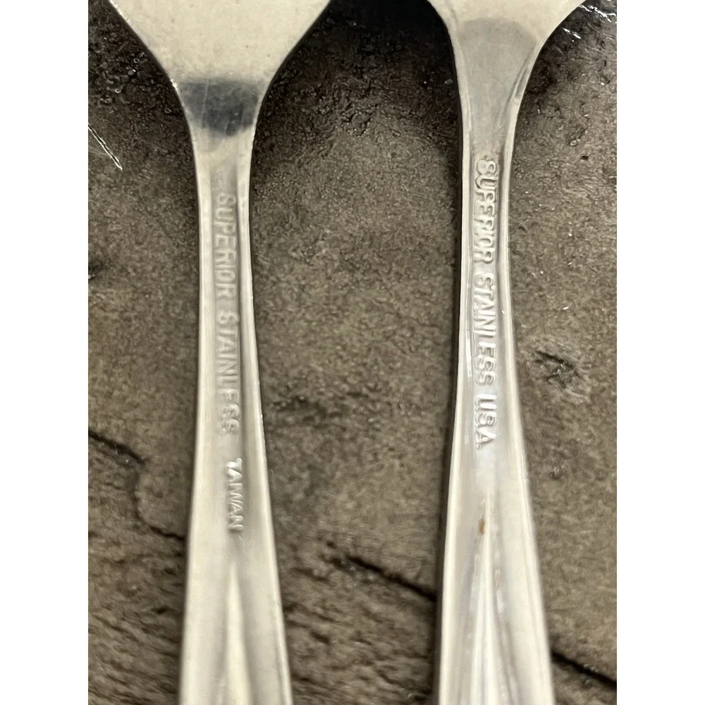 VTG SUPERIOR STAINLESS Taiwan USA Flatware RADIANT ROSE Spoon & Fork Silverware